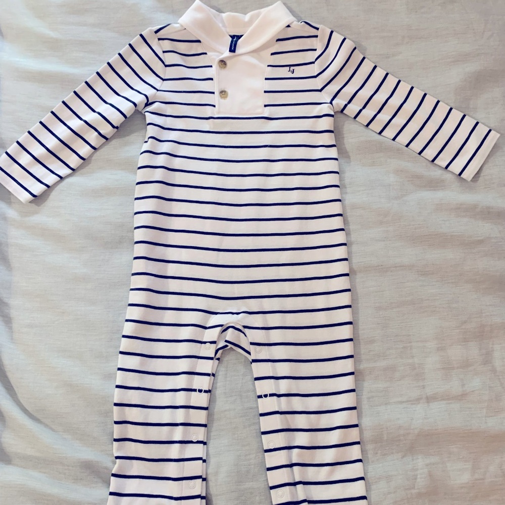 Janie and Jack bodysuit. Navy and white stripes 18-24 months